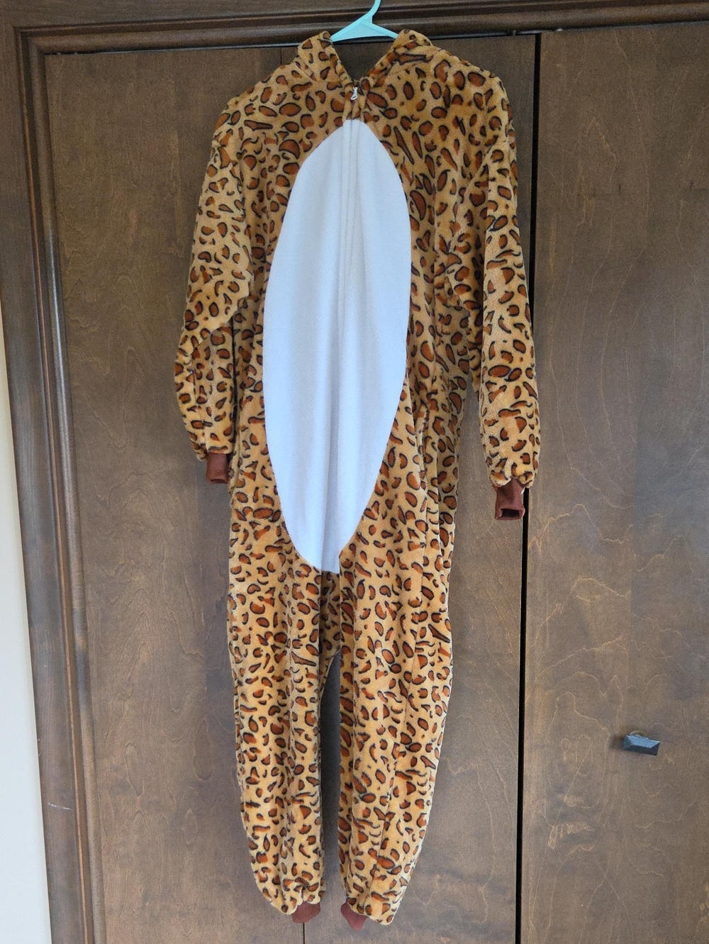 Leopard Print One-Piece Pajama with Hood -